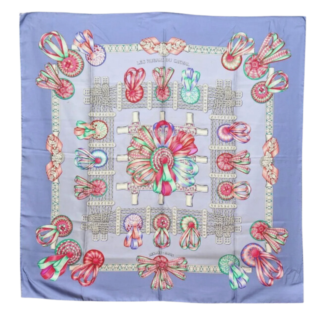 Rubans du Cheval Blue Vintage Silk Scarf Crossbody Bag