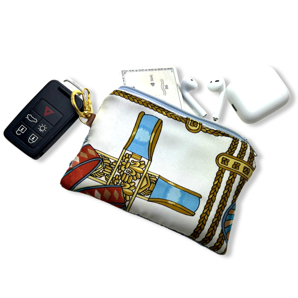 Rubans du Cheval Turquoise Vintage Scarf Coffee Keychain Bag