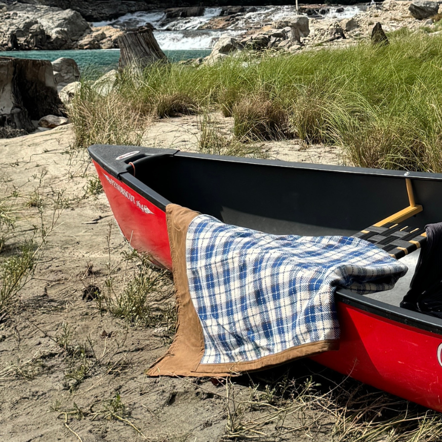 Wool Canvas Camping Blanket - Waxed Canvas Outdoor Blanket / Bushcraft Blanket