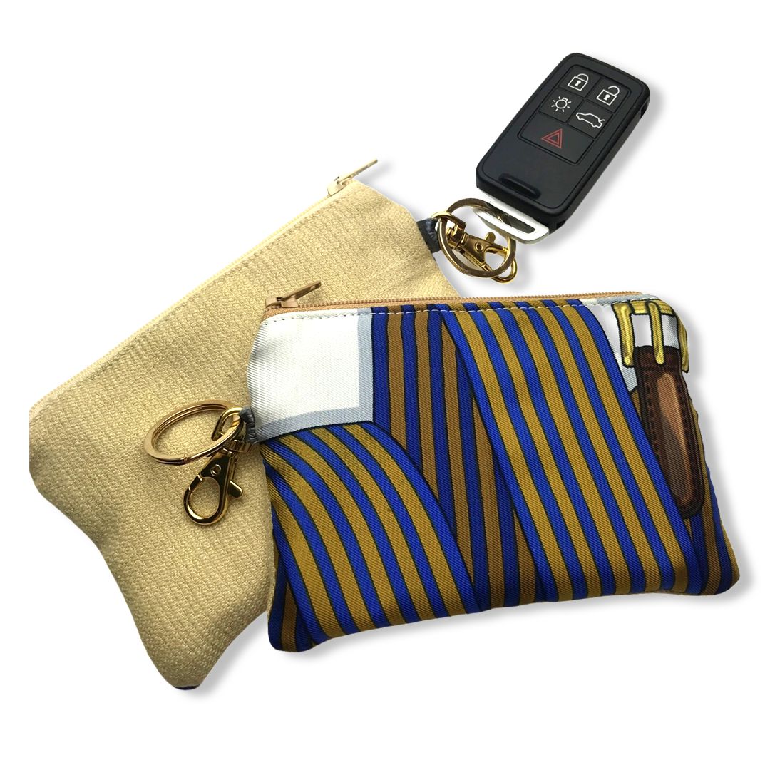 Sangles Vintage Silk Scarf Coffee Run Keychain Bag