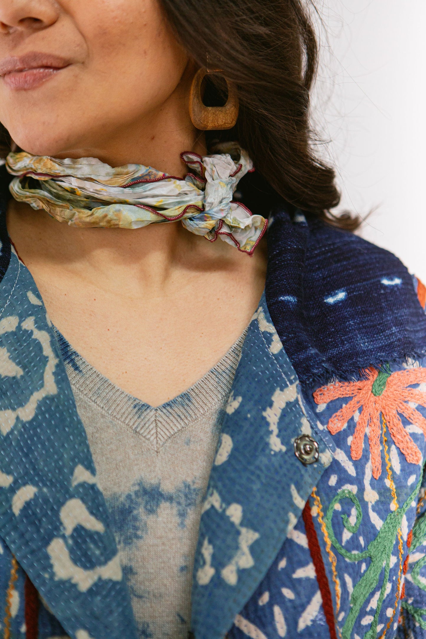 Hand Dyed Shibori Silk Scrunch Scarf