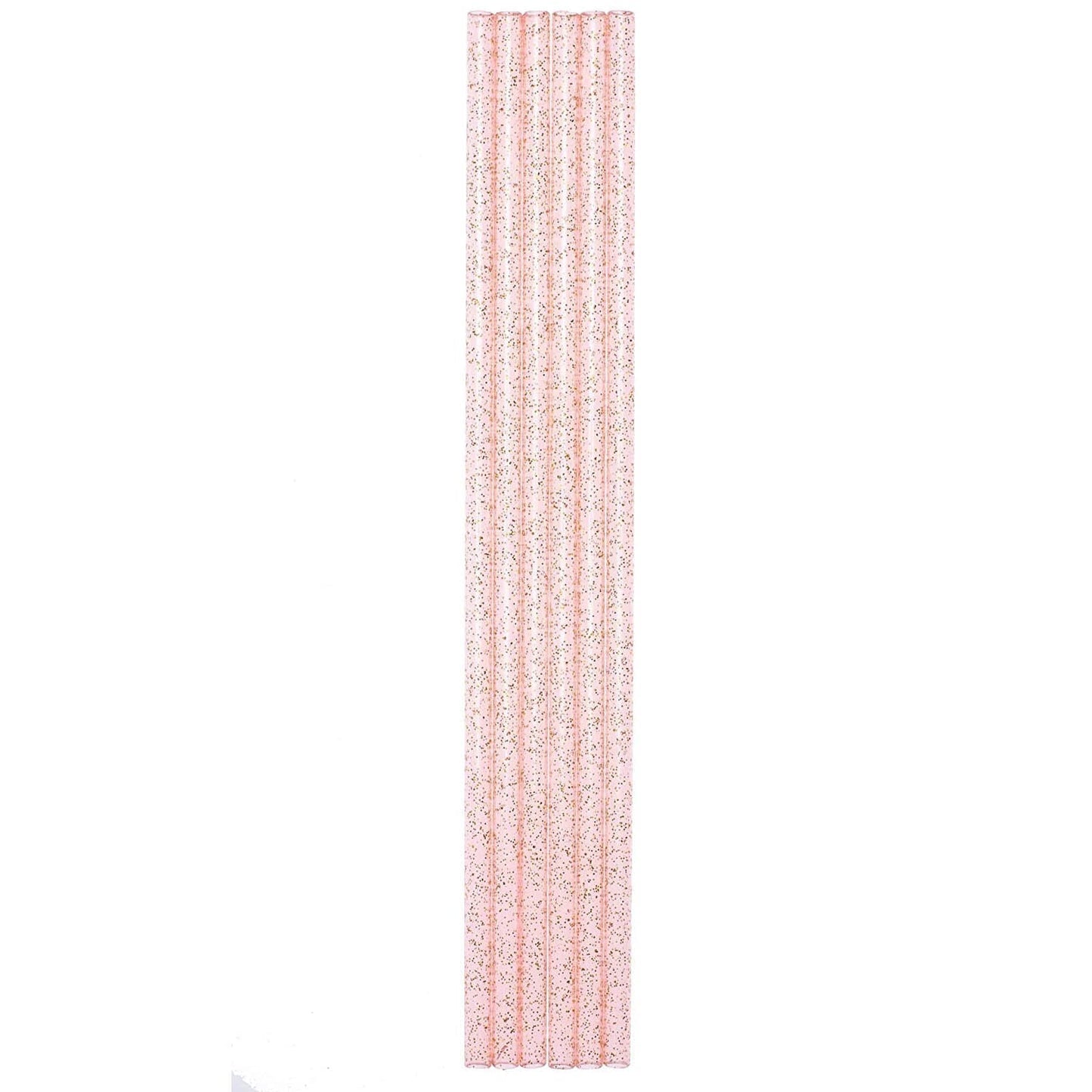 Set of 6 Pink Glitter Reusable Straws | BPA-Free Acrylic | 11" Extra Long Elegant Straws