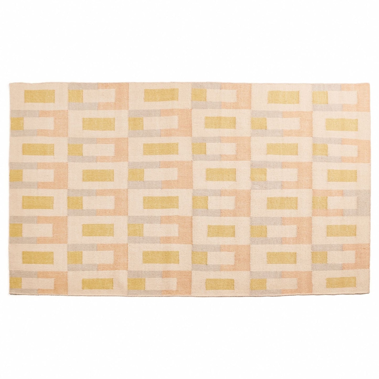 Aari Handwoven Geometric Modern Flat-weave Rug in Calming Hues
