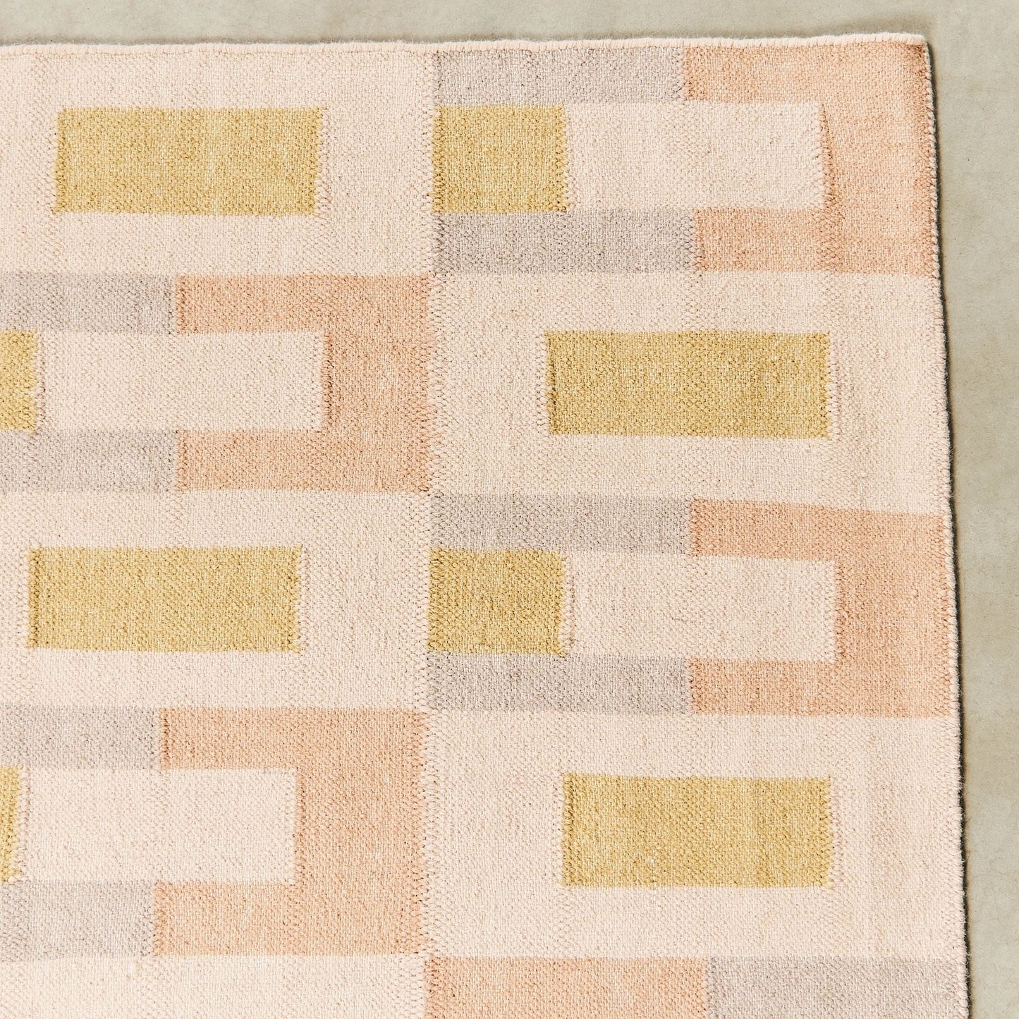Aari Handwoven Geometric Modern Flat-weave Rug in Calming Hues