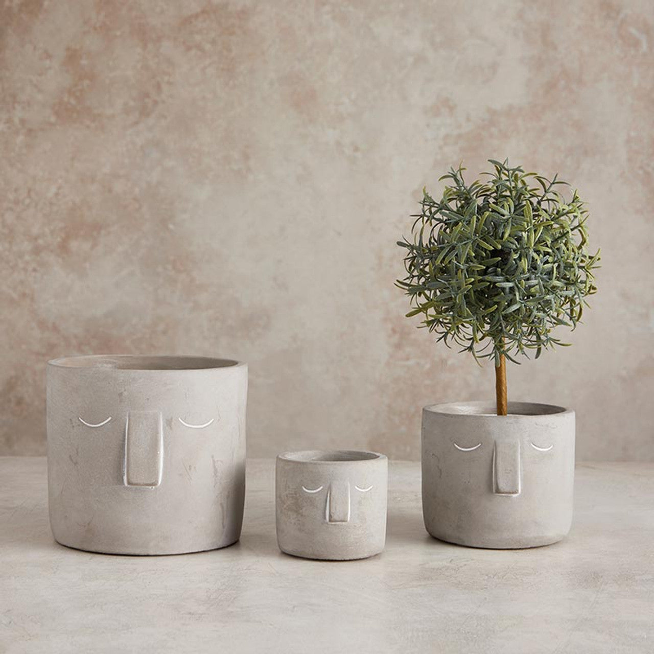 Small Face Pot | Decorative Cement Planter | 3" x 2.5"