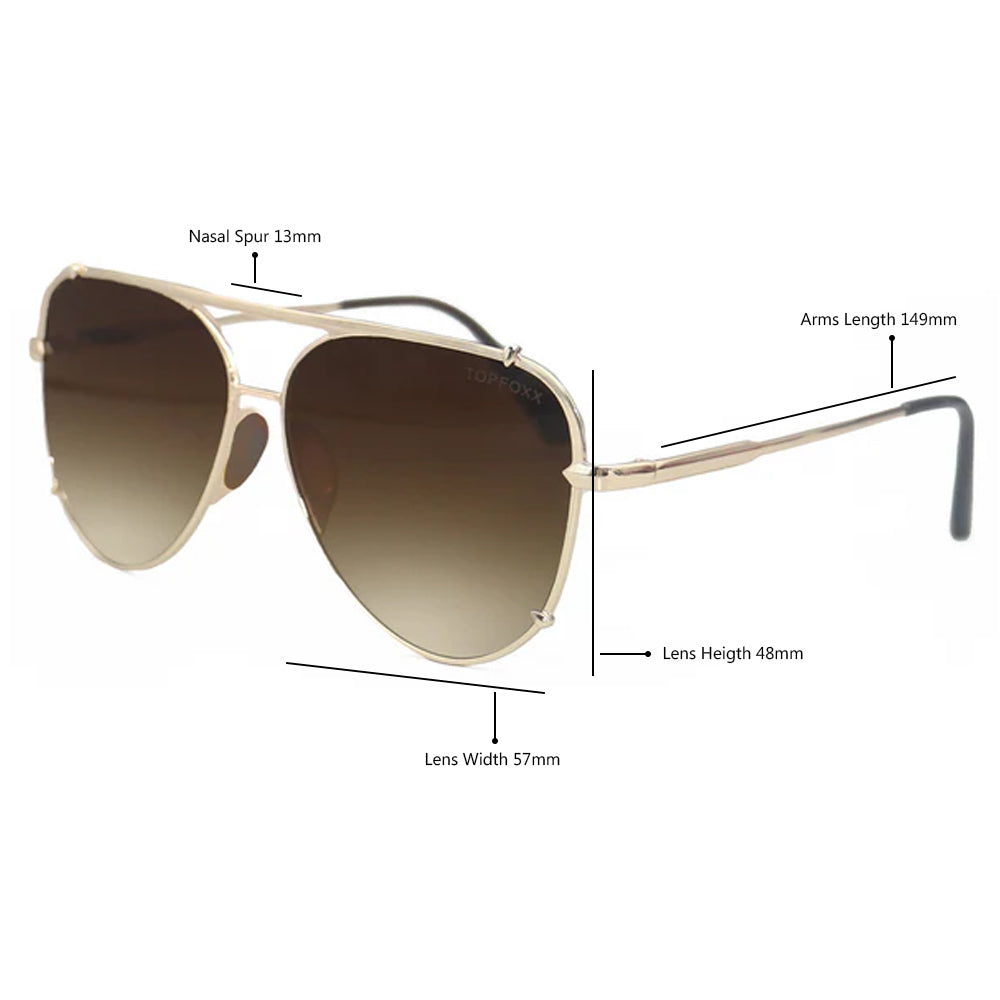 Smaller Cristina - Tangle Free - Faded Brown Aviator Sunglasses Gold