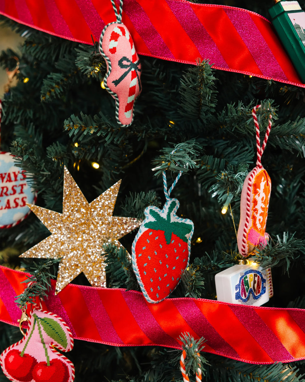 Needlepoint Icon Ornament - Strawberry