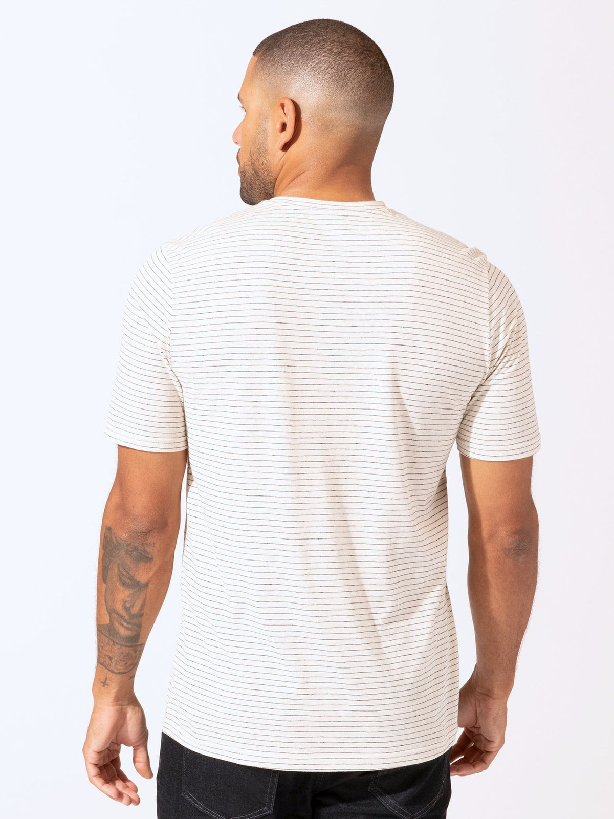 Stripe Triblend Jersey Crew Neck Tee