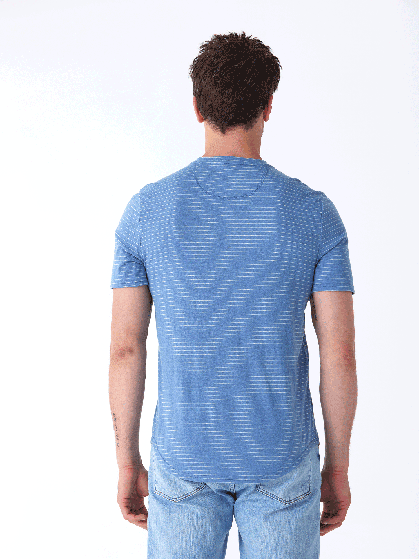 Stripe Triblend Jersey Short Sleeve Henley