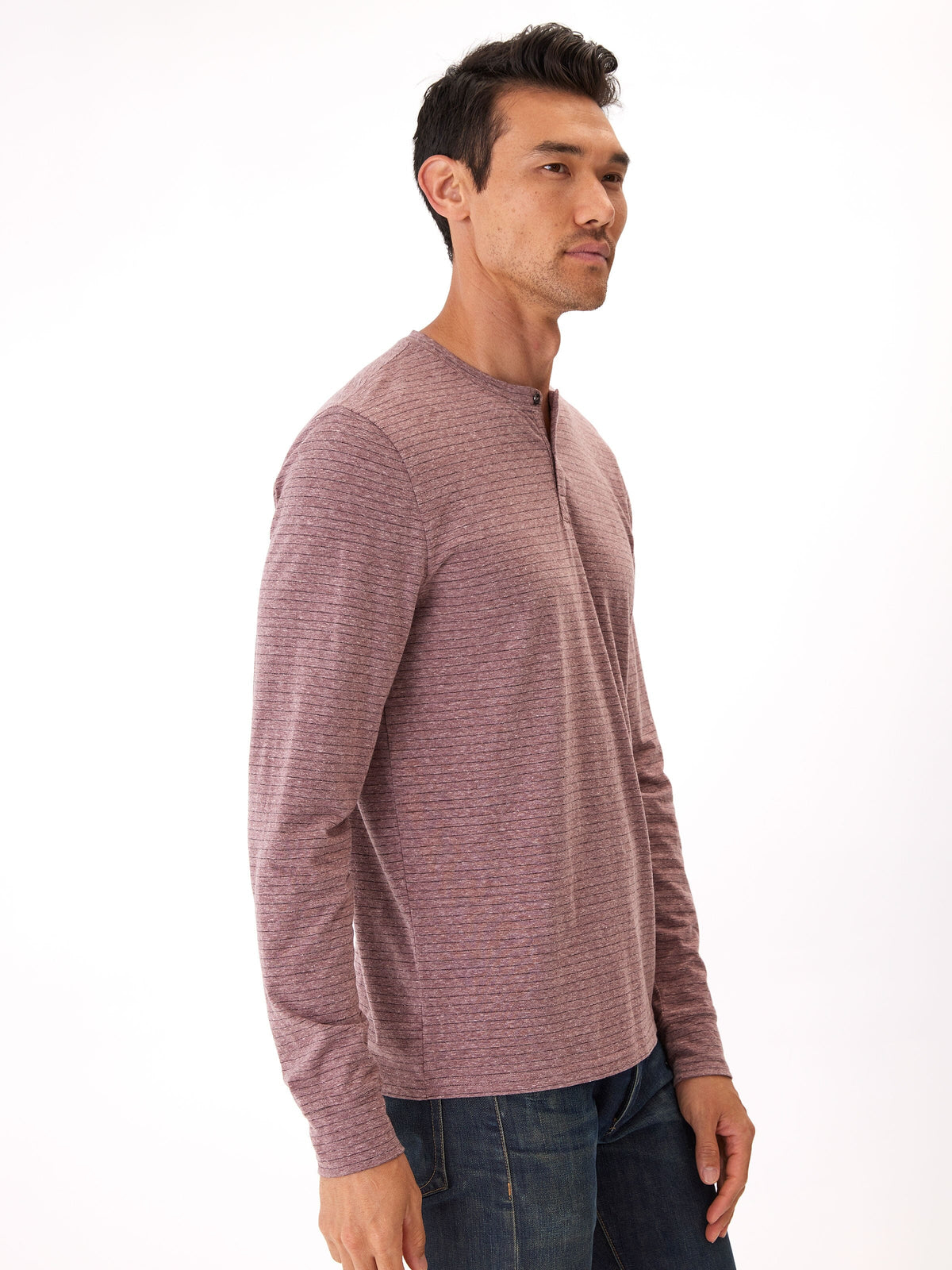 Stripe Triblend Long Sleeve Henley