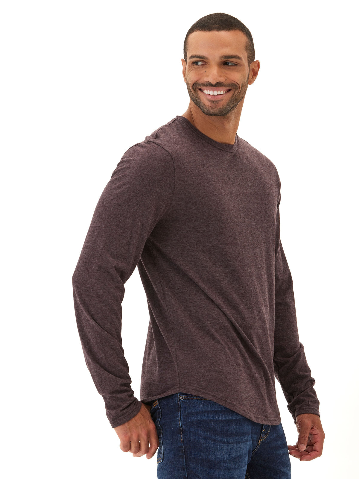 Black Fleck Triblend Long Sleeve Crew