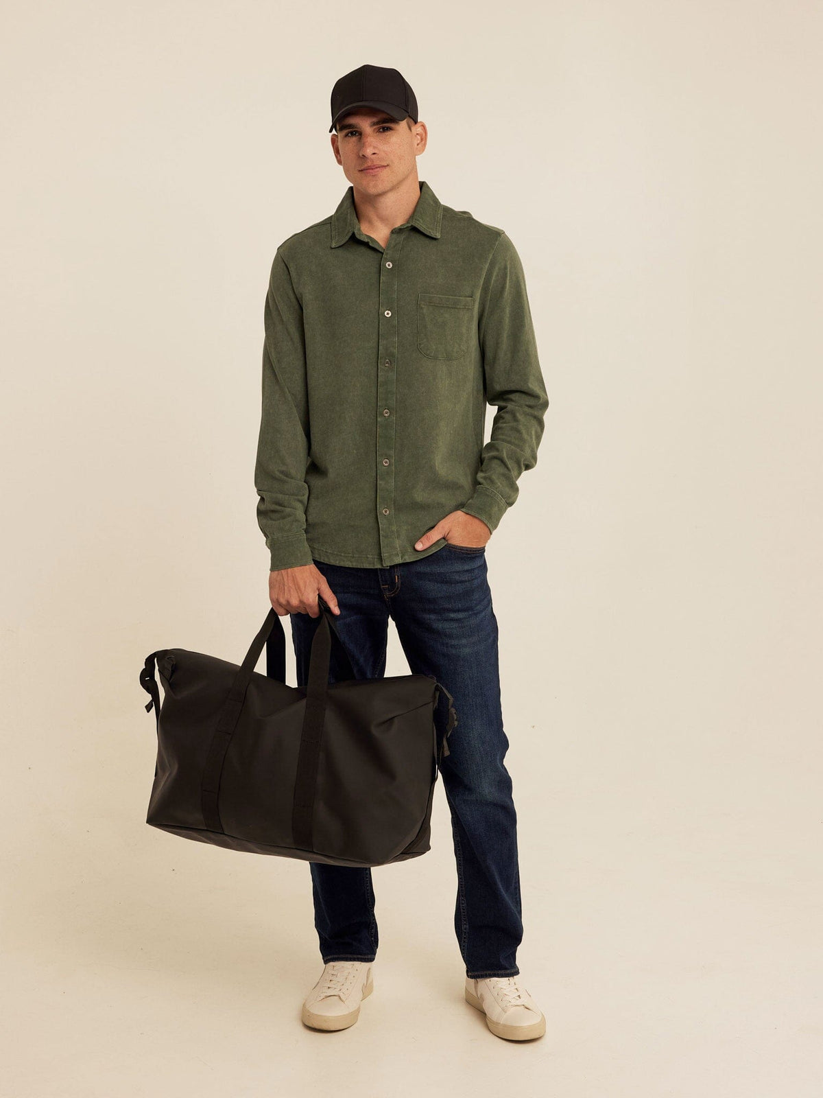 Dorian Mineral Wash Mediumweight Jersey Button-Down