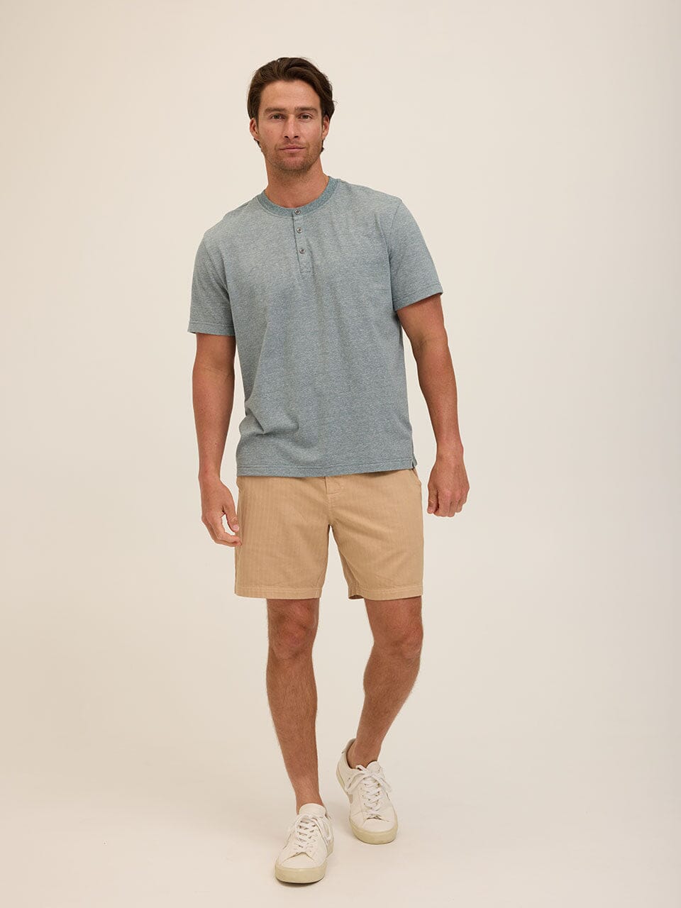 Carlos Light Fleck Jersey 3-Button Henley