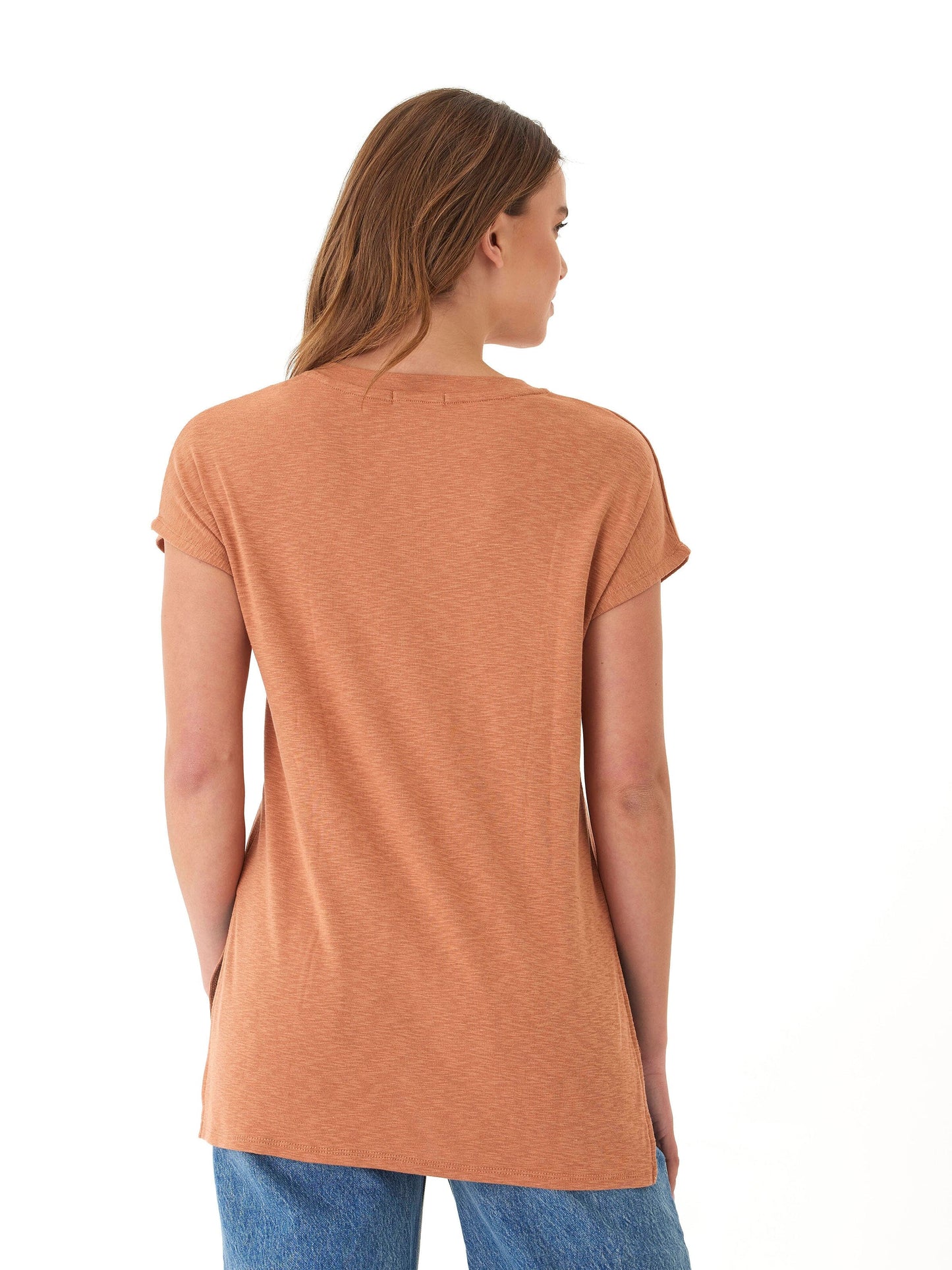 Elsie Textured Slub Jersey Vneck Tee