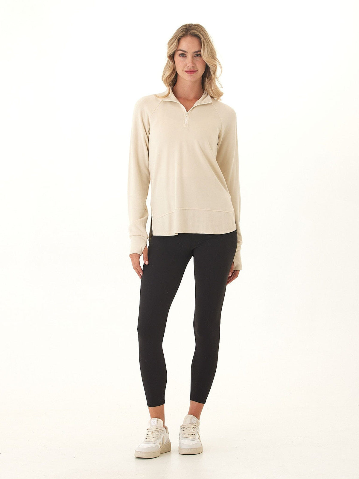 Kenzie Feather Fleece Quarter Zip Raglan Pullover
