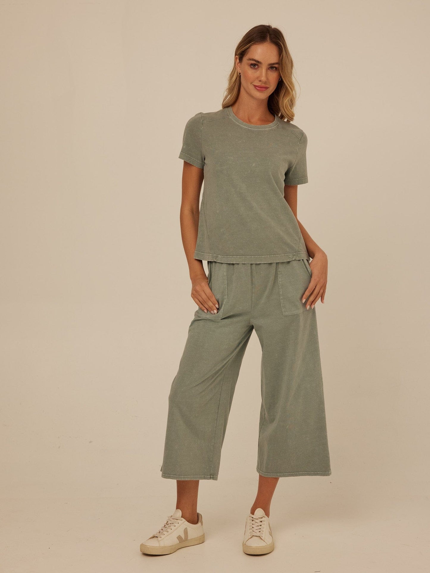 Alva Mineral Wash Eco Jersey Wide Leg Capri Pant