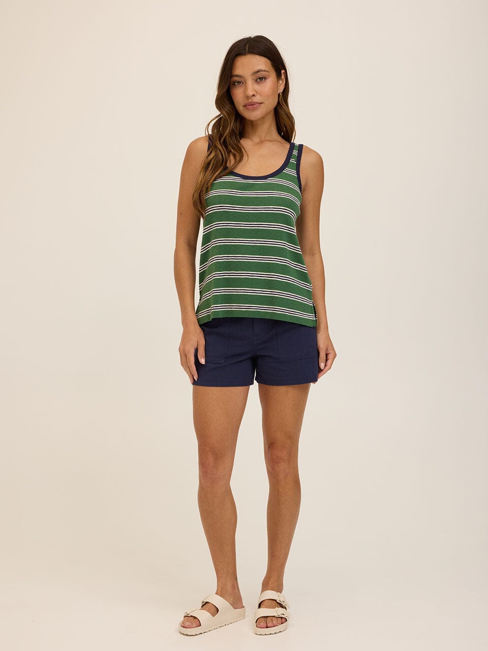 Madelena Tripoli Stripe Textured Slub Jersey Tank