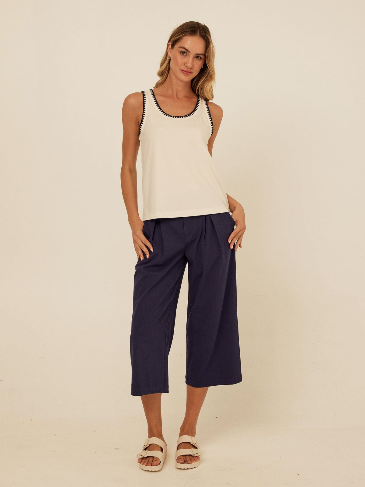 Genevieve Novelty Stitch Eco Jersey Tank