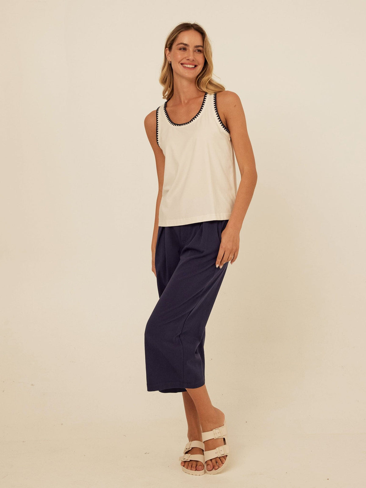 Genevieve Novelty Stitch Eco Jersey Tank
