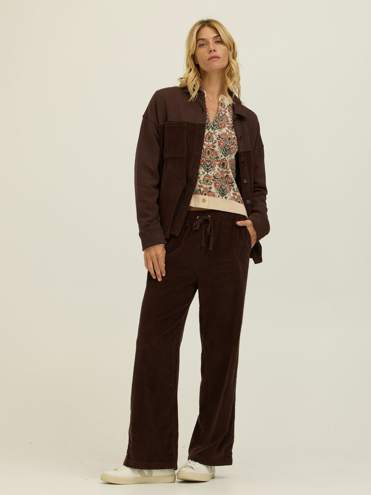 Davisha Textured Corduroy Wide Leg Pant