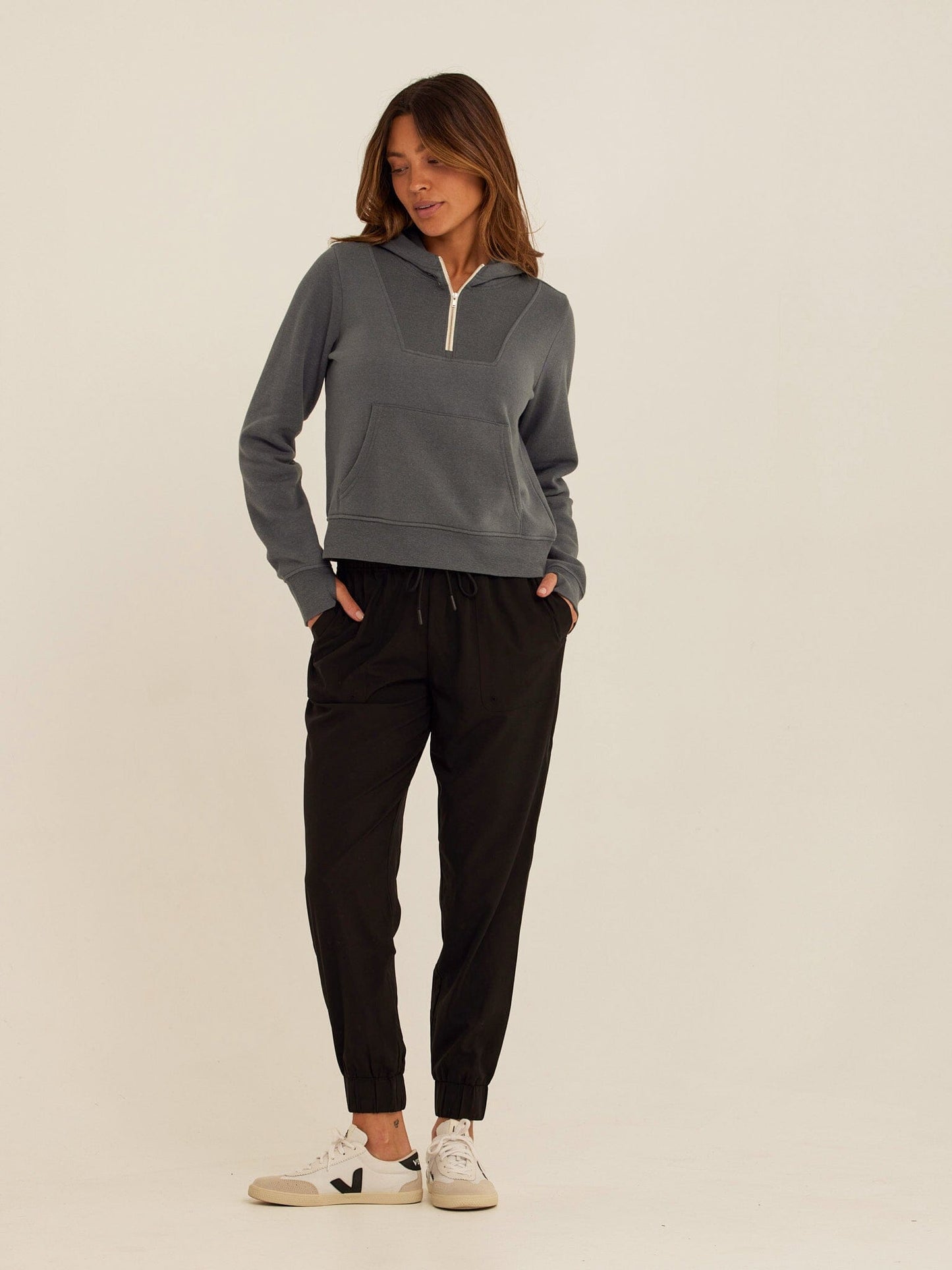 Tyra Triblend Fleece Quarter Zip Hoodie