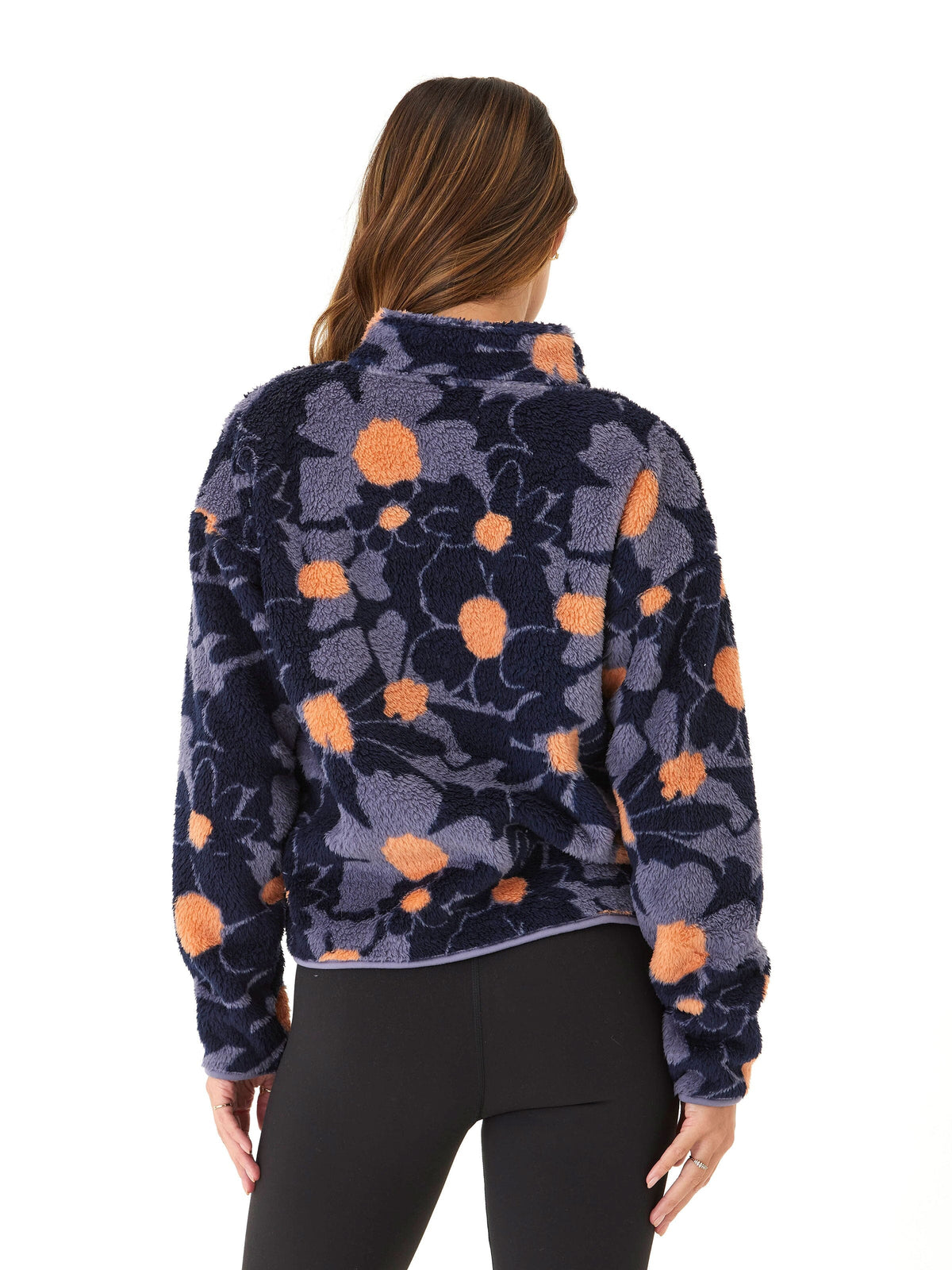 Josephine Abstract Bloom Print Sherpa 1/2-Zip