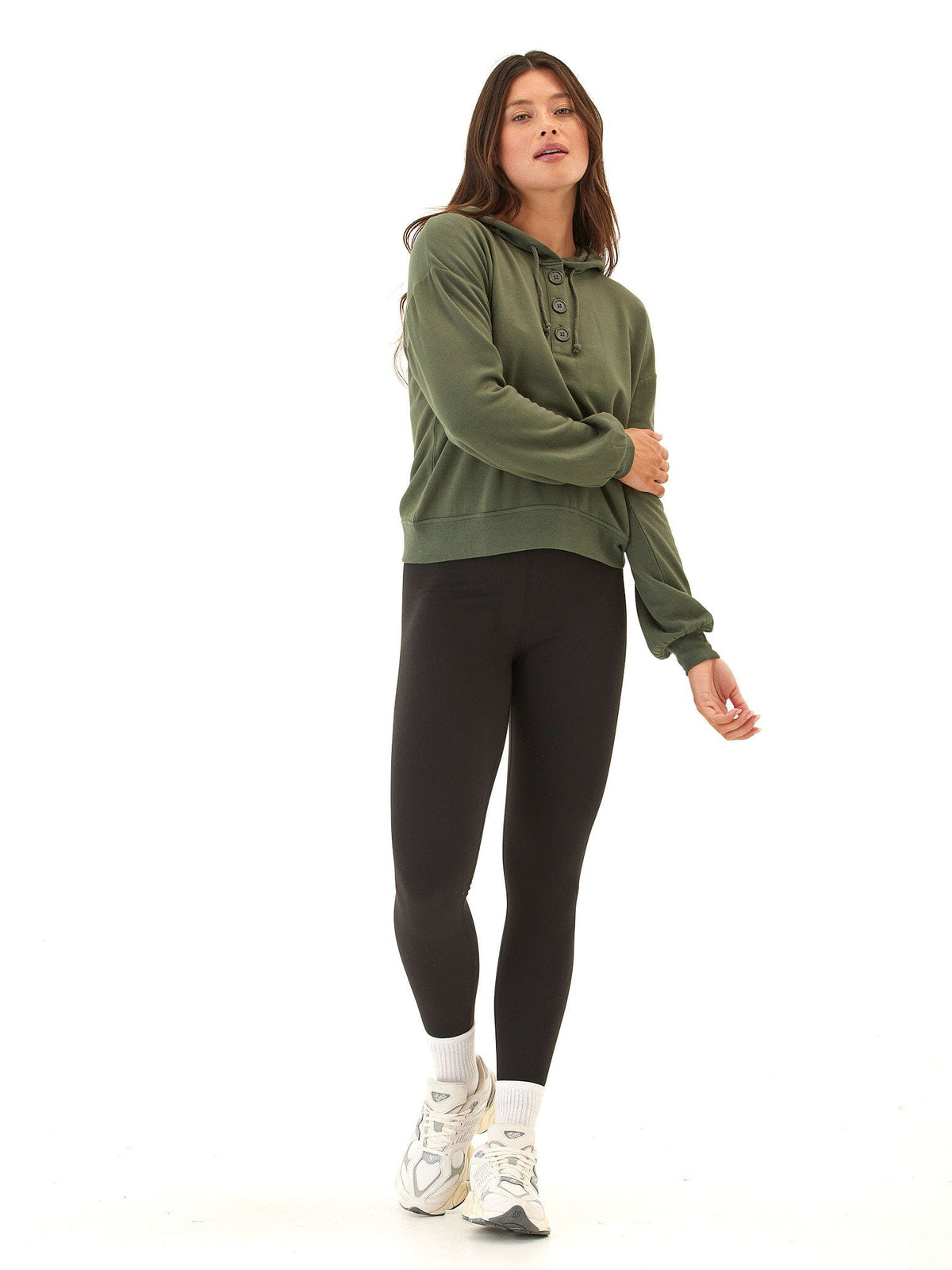 Tanisha Feather Fleece Henley Hoodie