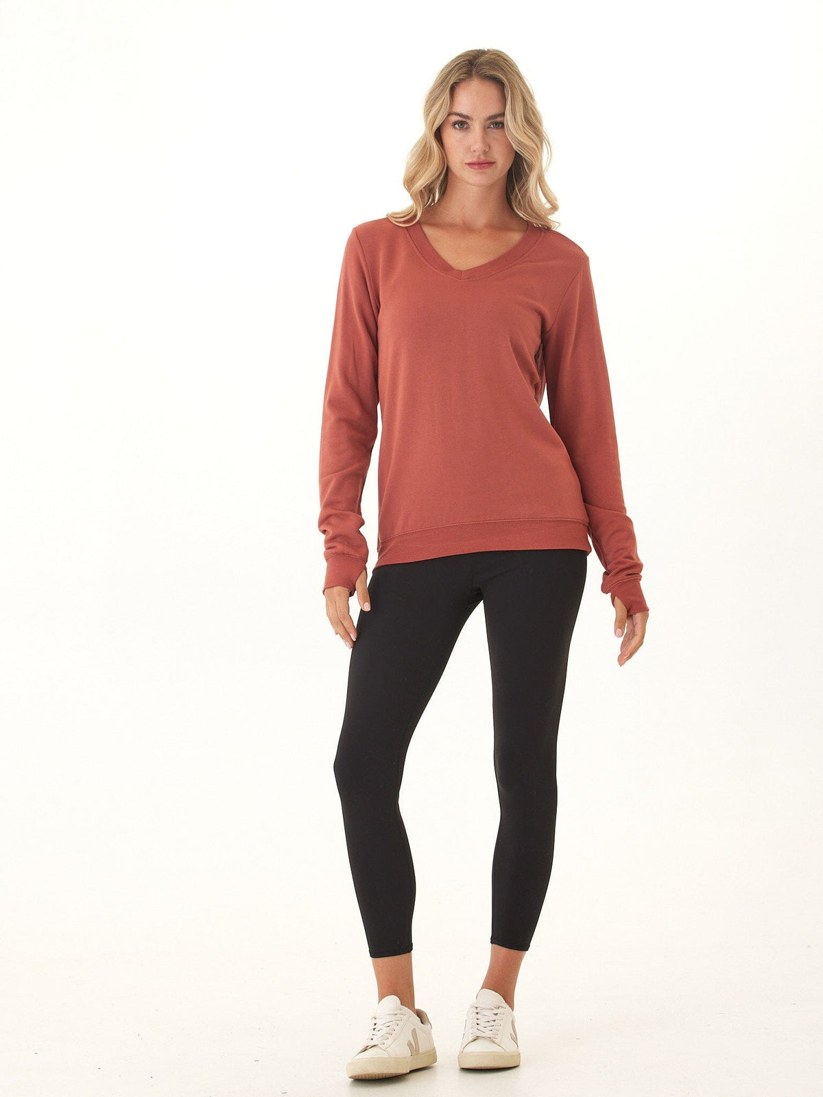 Edwina Feather Fleece V-Neck Pullover