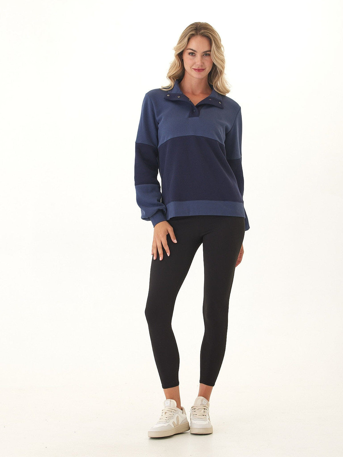 Danielle Colorblock Fleece Mock Neck Pullover