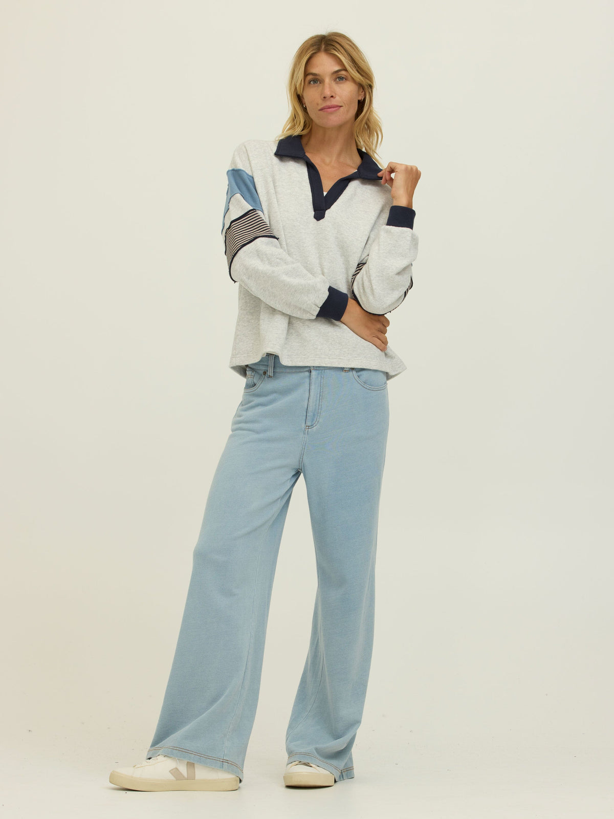 Paula Cotton Terry Colorblock Pullover