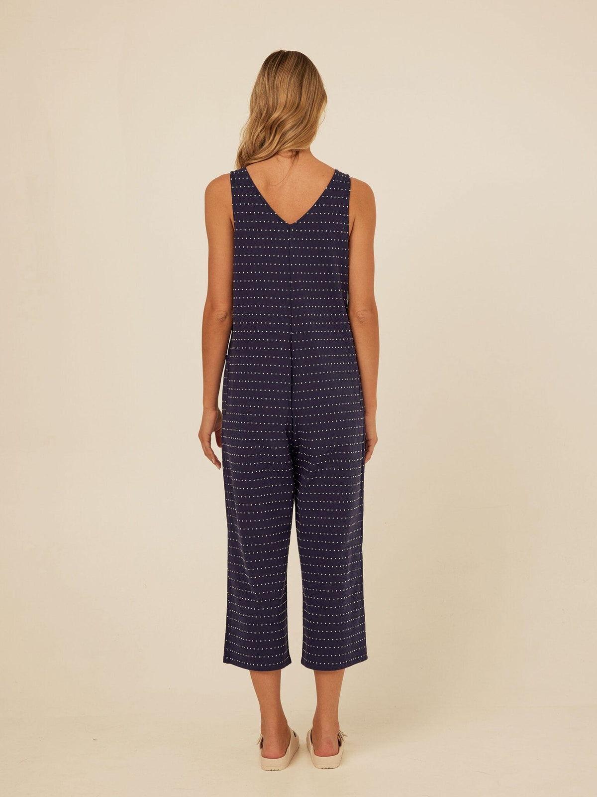 Rainey Dot Embroidered Terry Capri Jumpsuit
