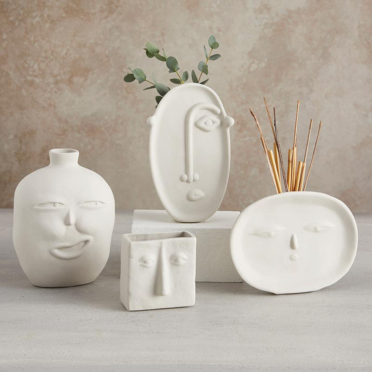 Tall Face Ceramic Pot | Decorative Planter for Succulents & Flowers | 4.75" x 2" X 7.5"