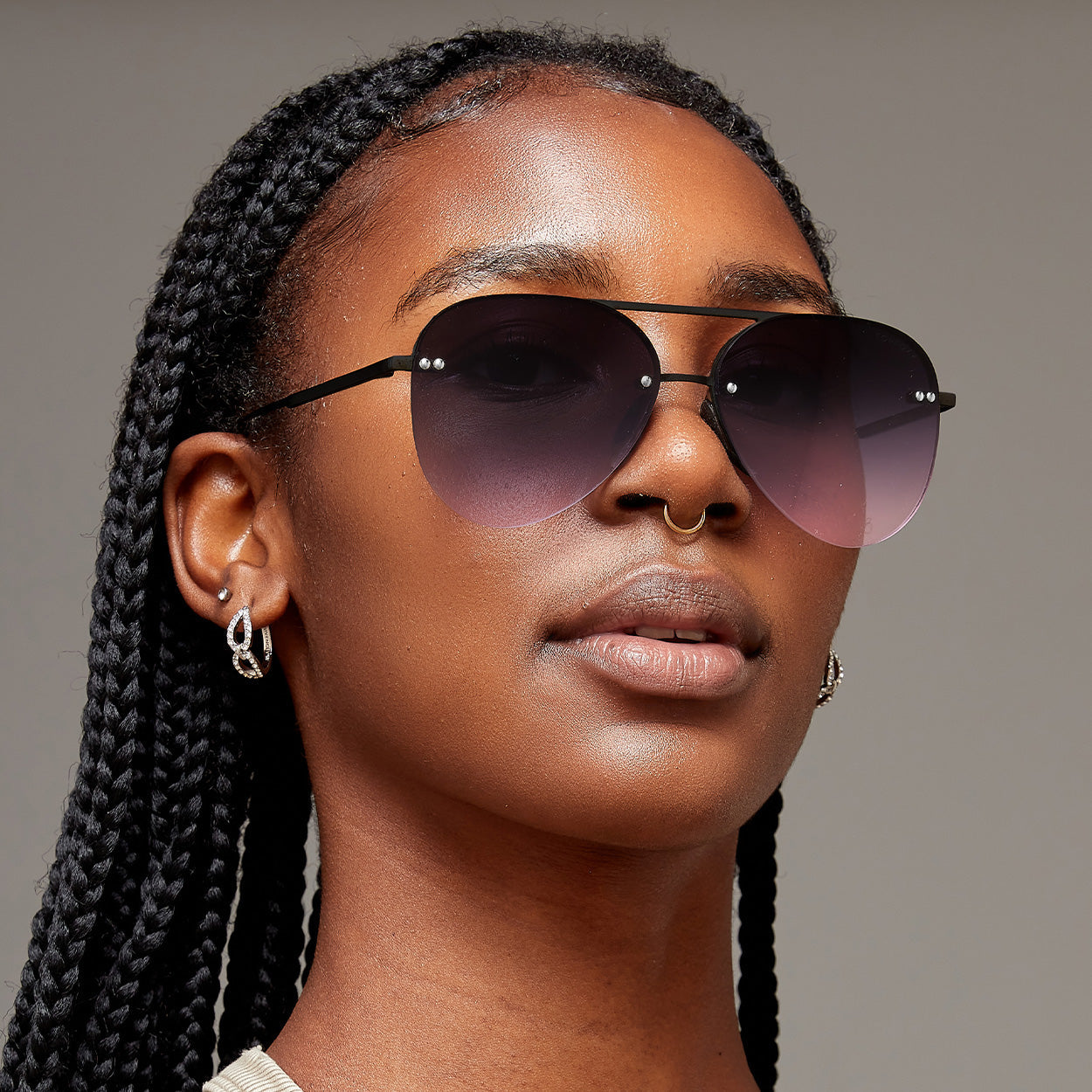 Smaller Megan 2 Faded Purple Pink - Tangle Free Aviator Sunglasses