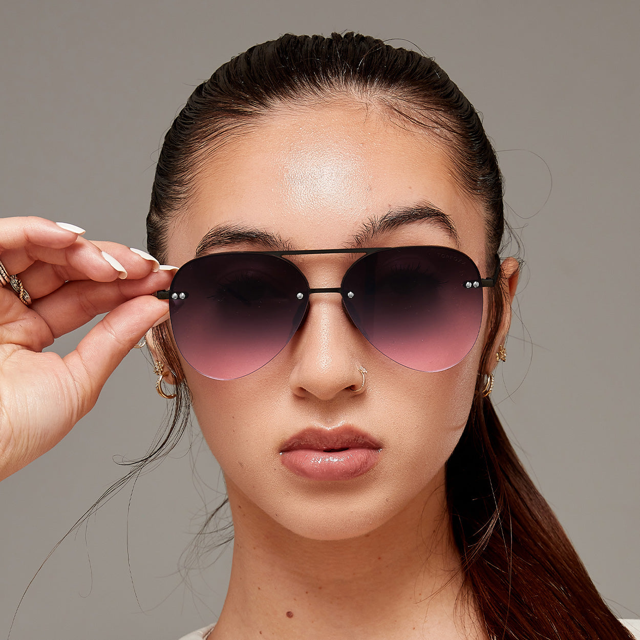 Smaller Megan 2 Faded Purple Pink - Tangle Free Aviator Sunglasses