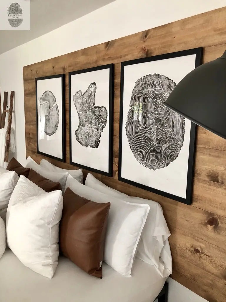 Tree Ring Triptych Wall Art • Set of 3 Panel Tree Stump Prints • Large Tree Ring Print Set • Nature-Inspired Wall Art