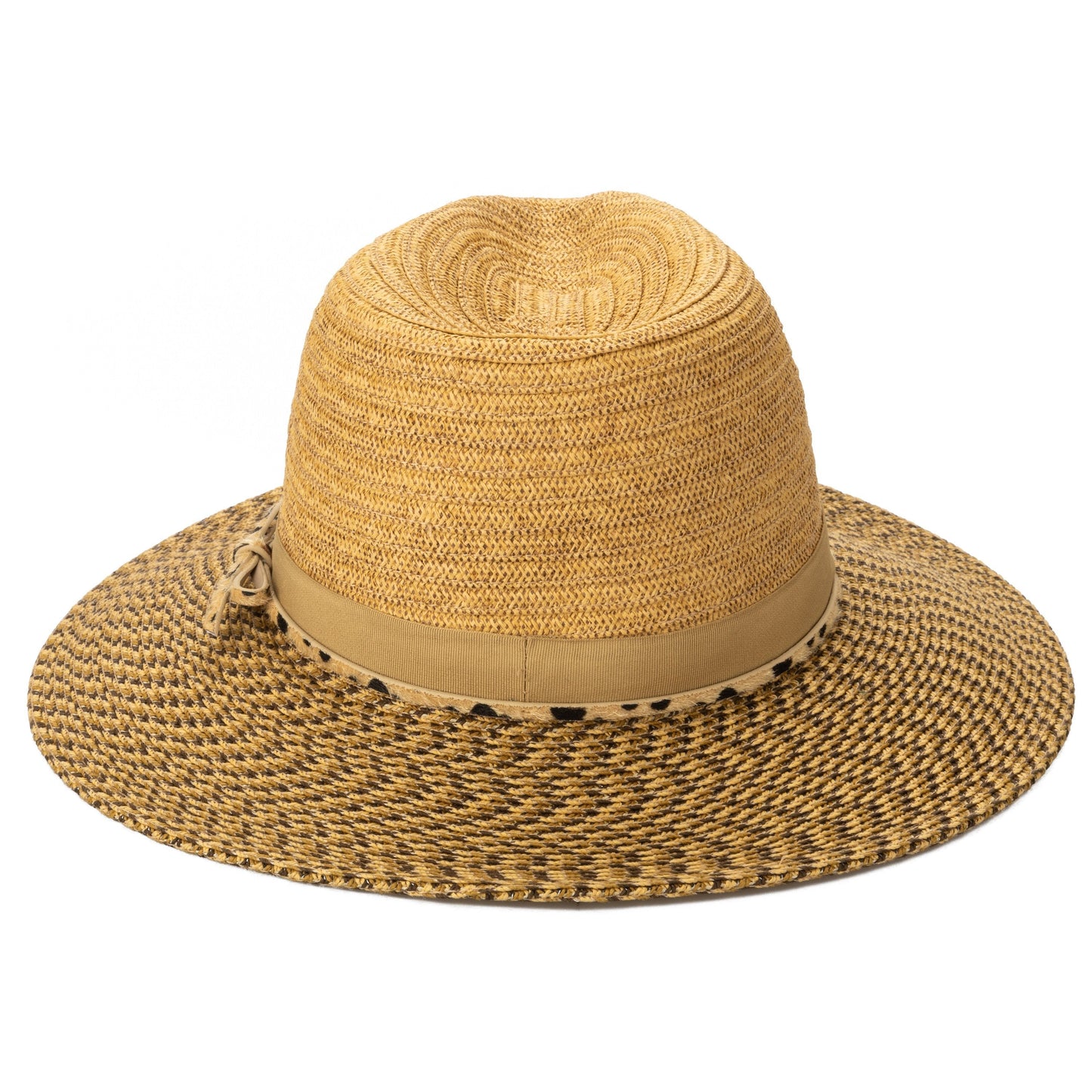 Women's Colorblock Fedora With Band & Faux Leather Bow Band