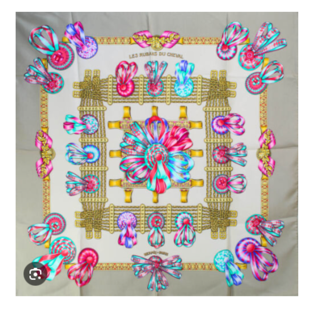 Rubans du Cheval Beige Vintage Silk Scarf Wristlet Bag