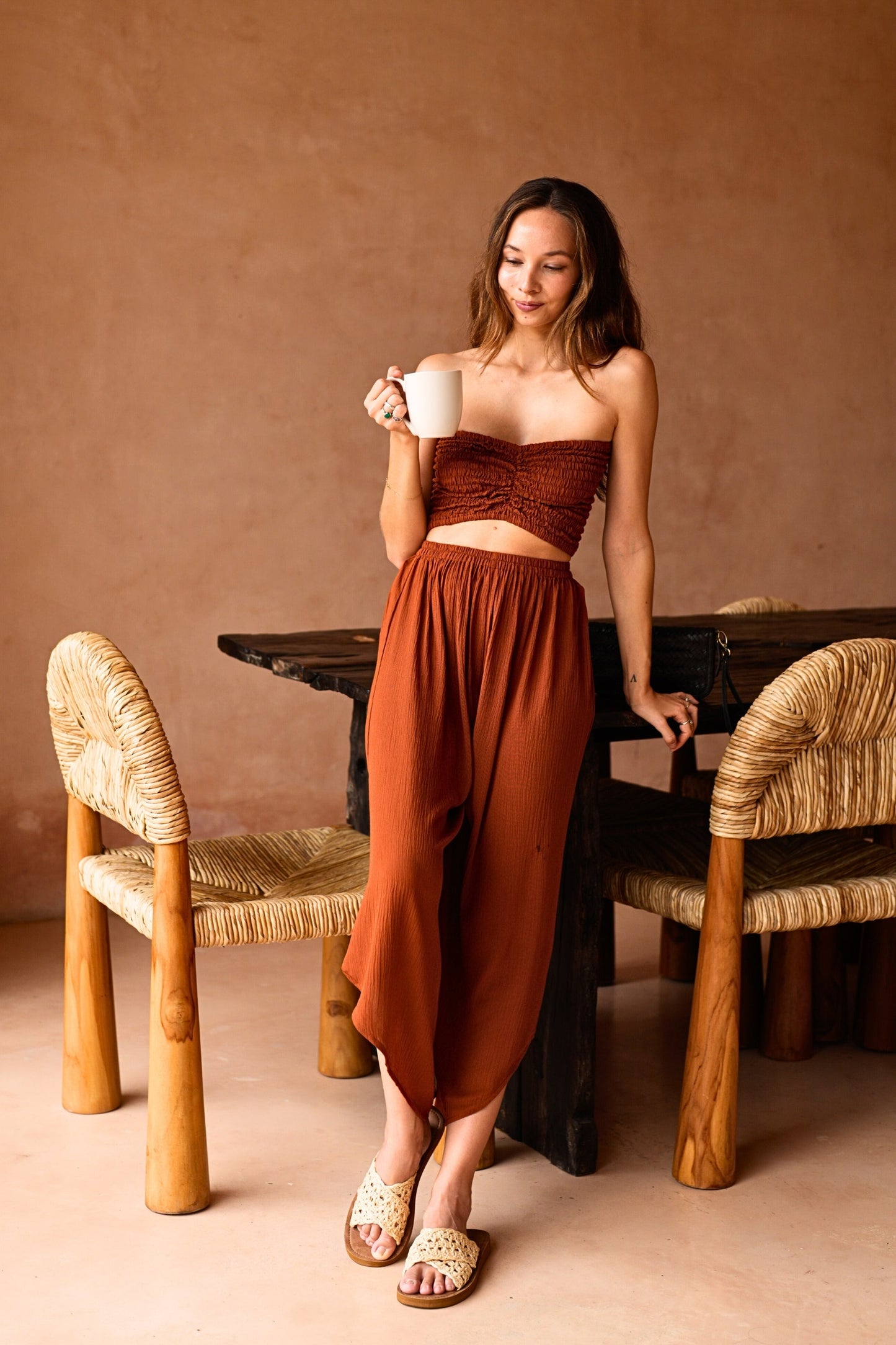 Winona Smocked Tube Top & Asymmetrical Pants Set