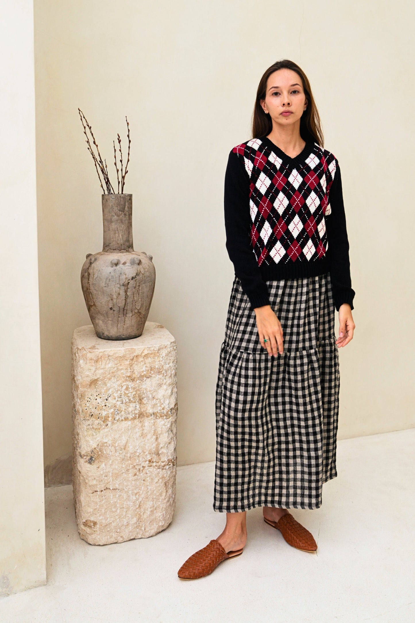 Nancy Argyle Knit Sweater - Osadia Concept Store