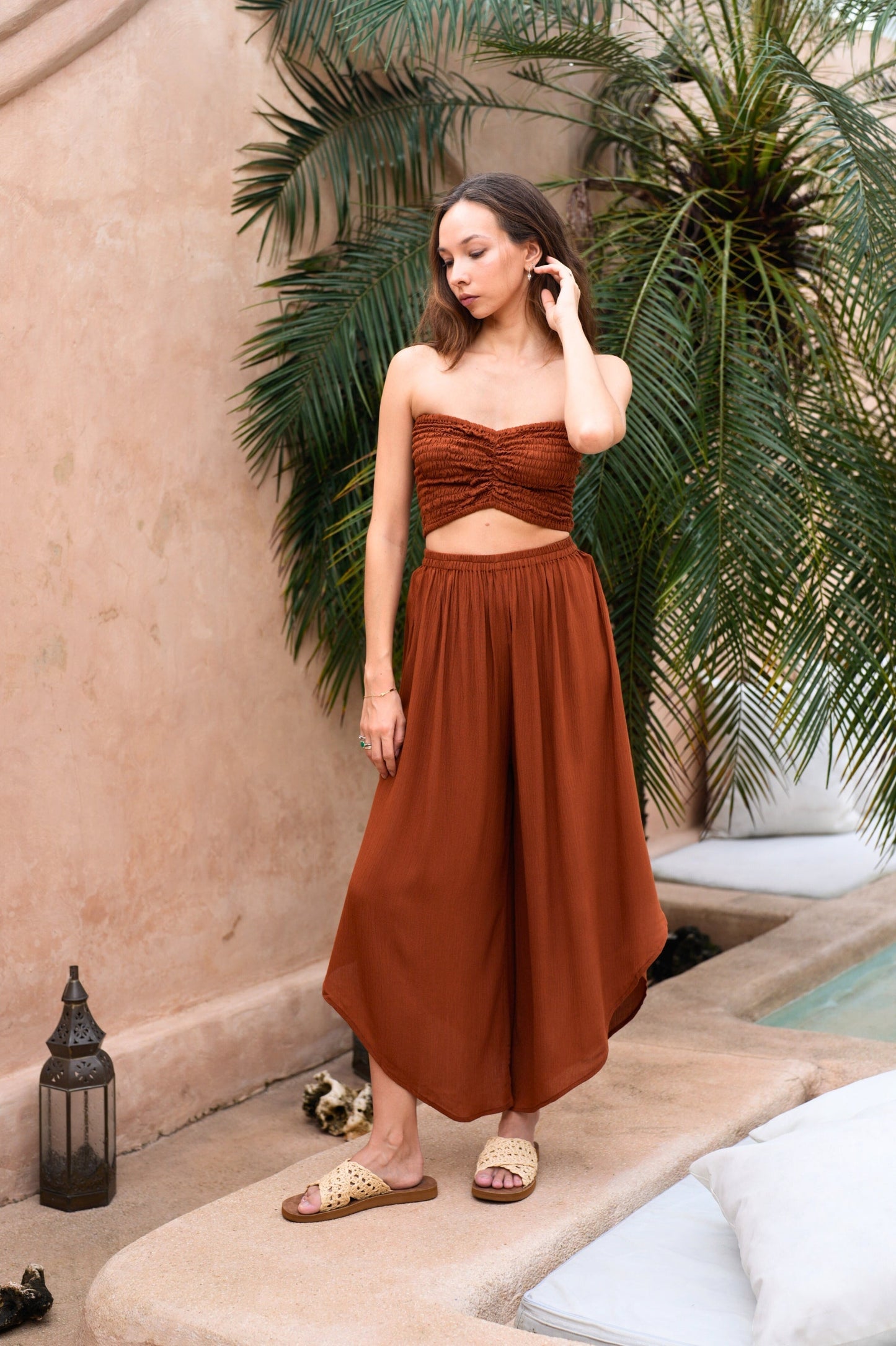 Winona Smocked Tube Top & Asymmetrical Pants Set