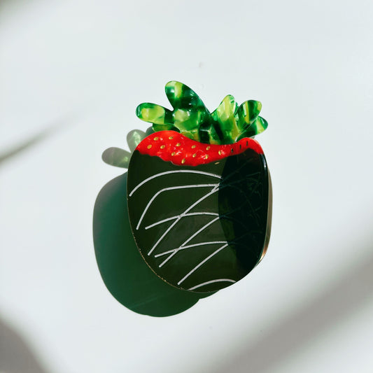 Velvet Claws Chocolate Covered Strawberry Hair Clip | Claw Clip in Velvet Travel Bag