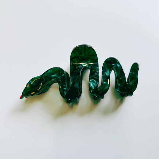 Velvet Claws Cleopatra Green Snake Hair Claw | Claw Clip in Velvet Travel Bag