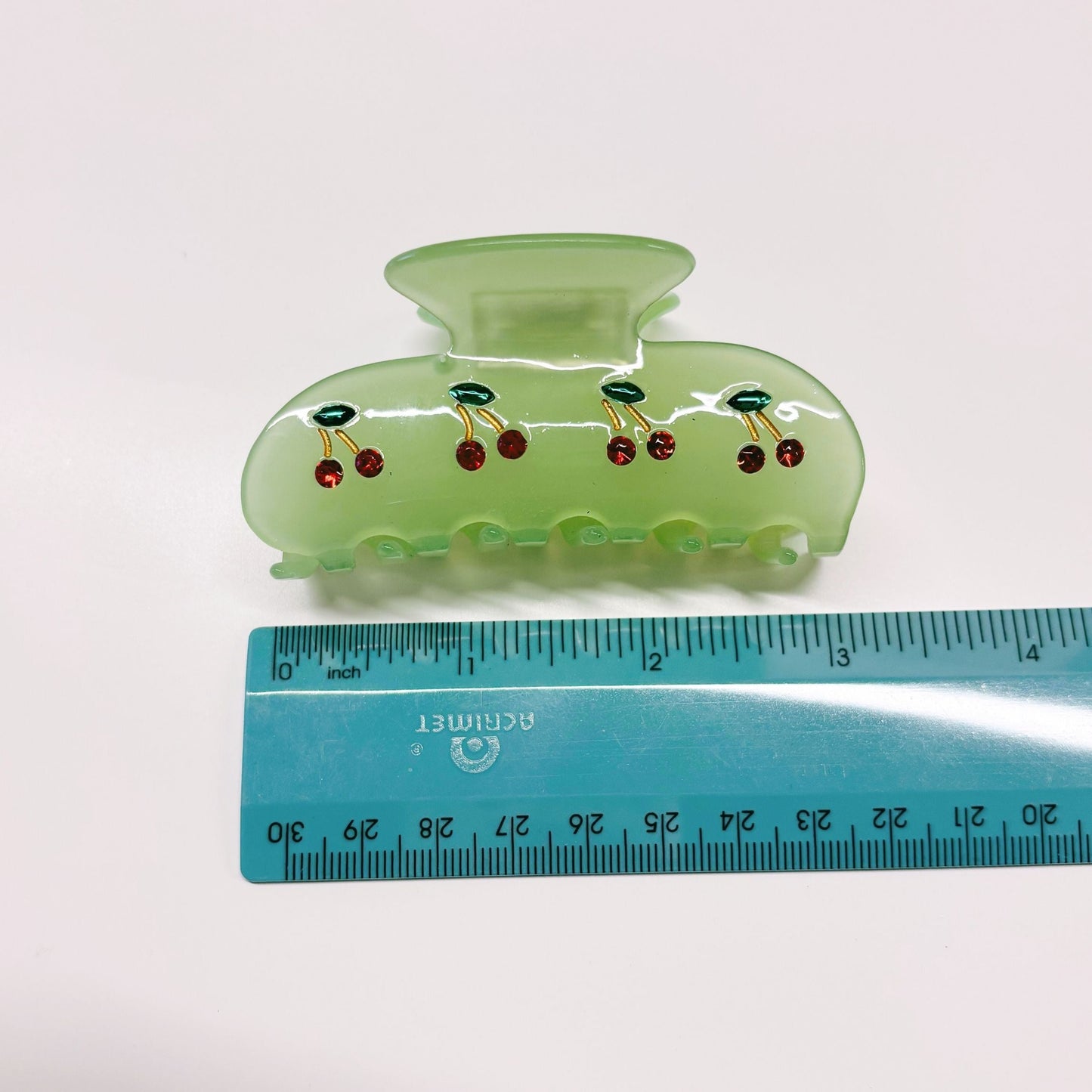 Velvet Claws Hair Clip | Cherries in Mint Ice | Claw Clip in Velvet Travel Bag