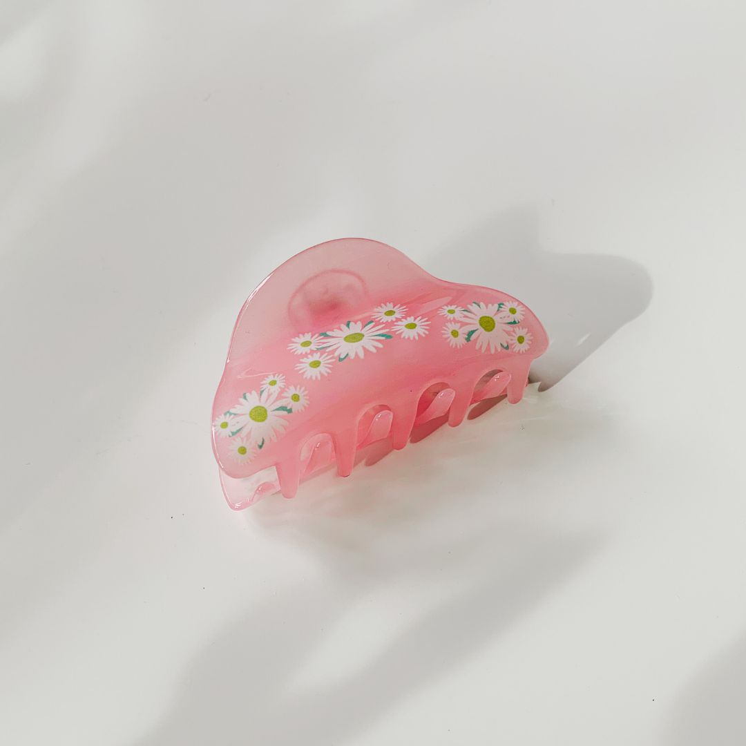 Velvet Claws Hair Clip | Flowers in Pink | Claw Clip in Velvet Travel Bag