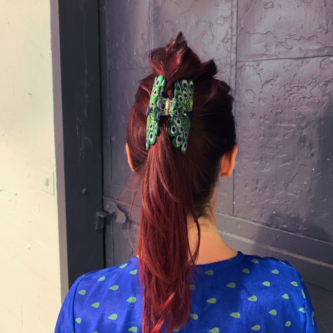 Velvet Claws Hair Clip | Gorgeous Peacock Hair Claw