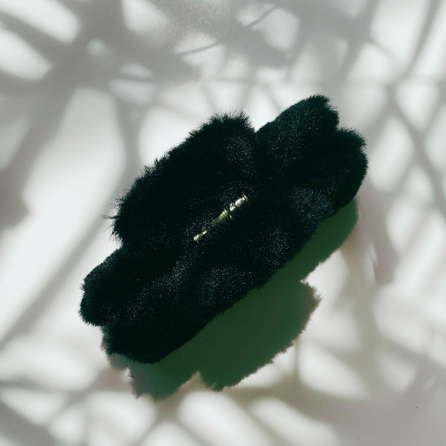 Velvet Claws Hair Clip | Rectangle Plush in Faux Fur Black | Claw Clip in Velvet Travel Bag