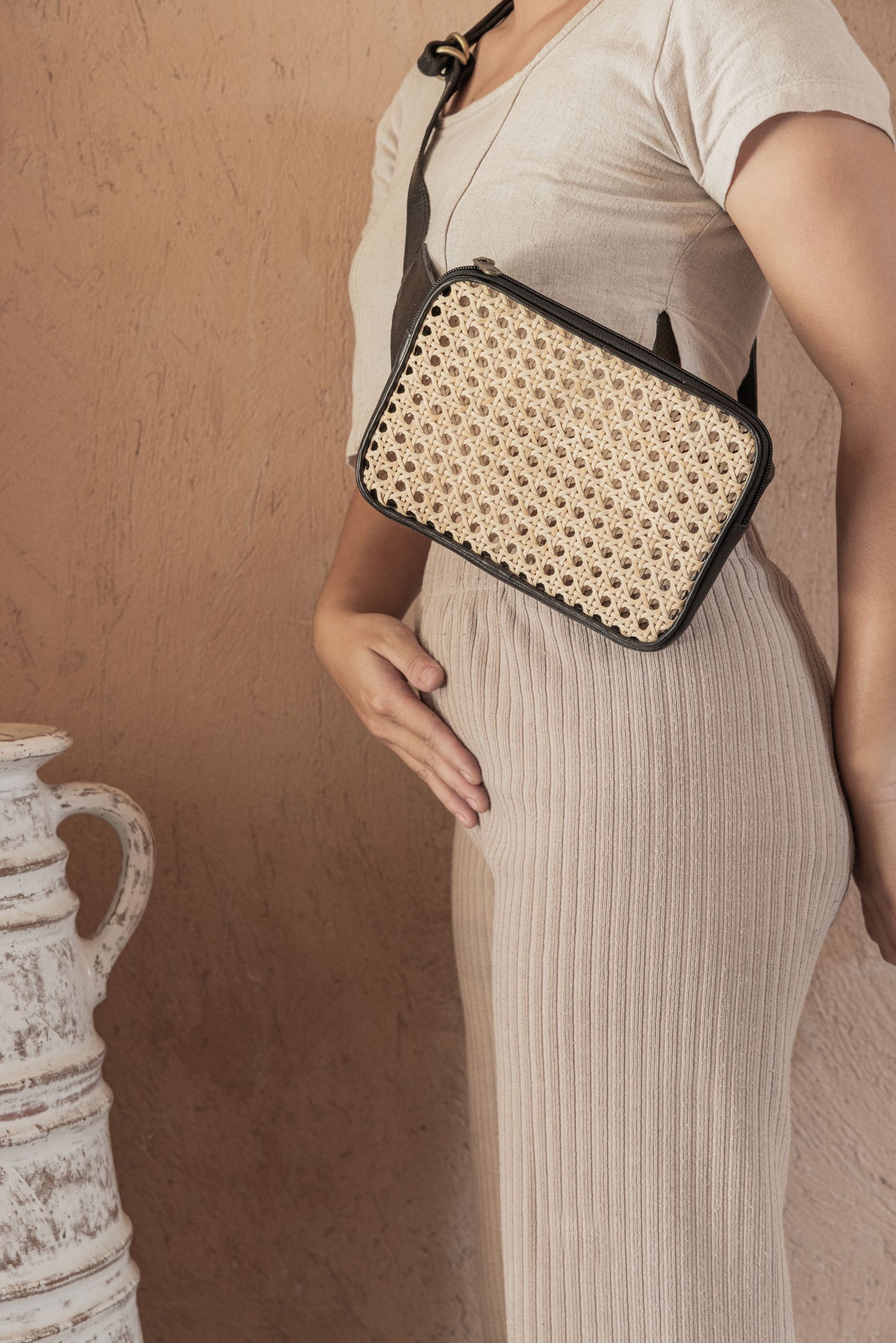 Vera Leather and Cane Belt Bag - Osadia Concept Store