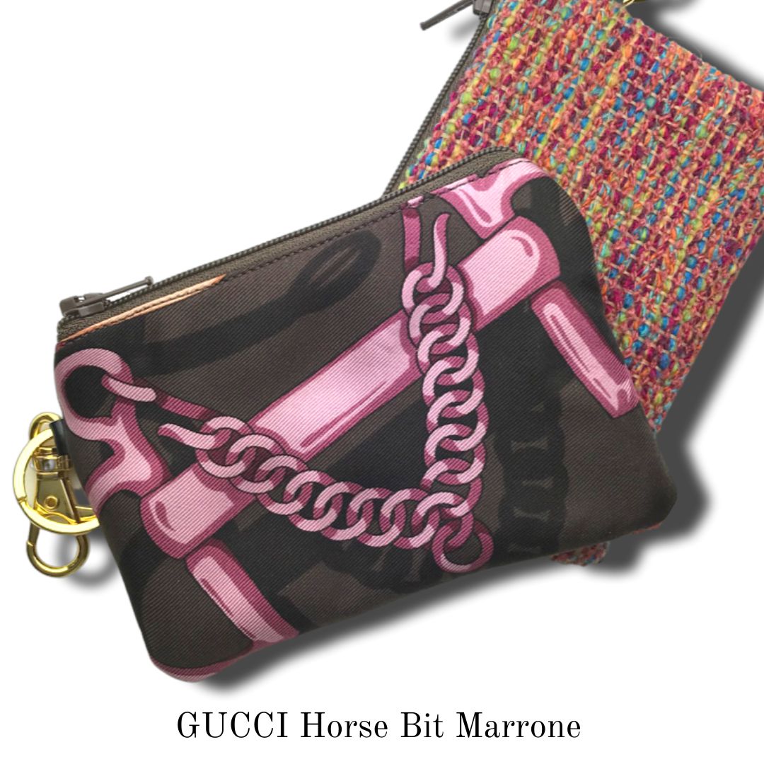 Vintage Silk Scarf Coffee Run Keychain Bag