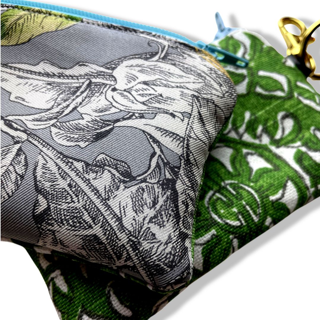 Vintage Silk Scarf Coffee Run Keychain Bag
