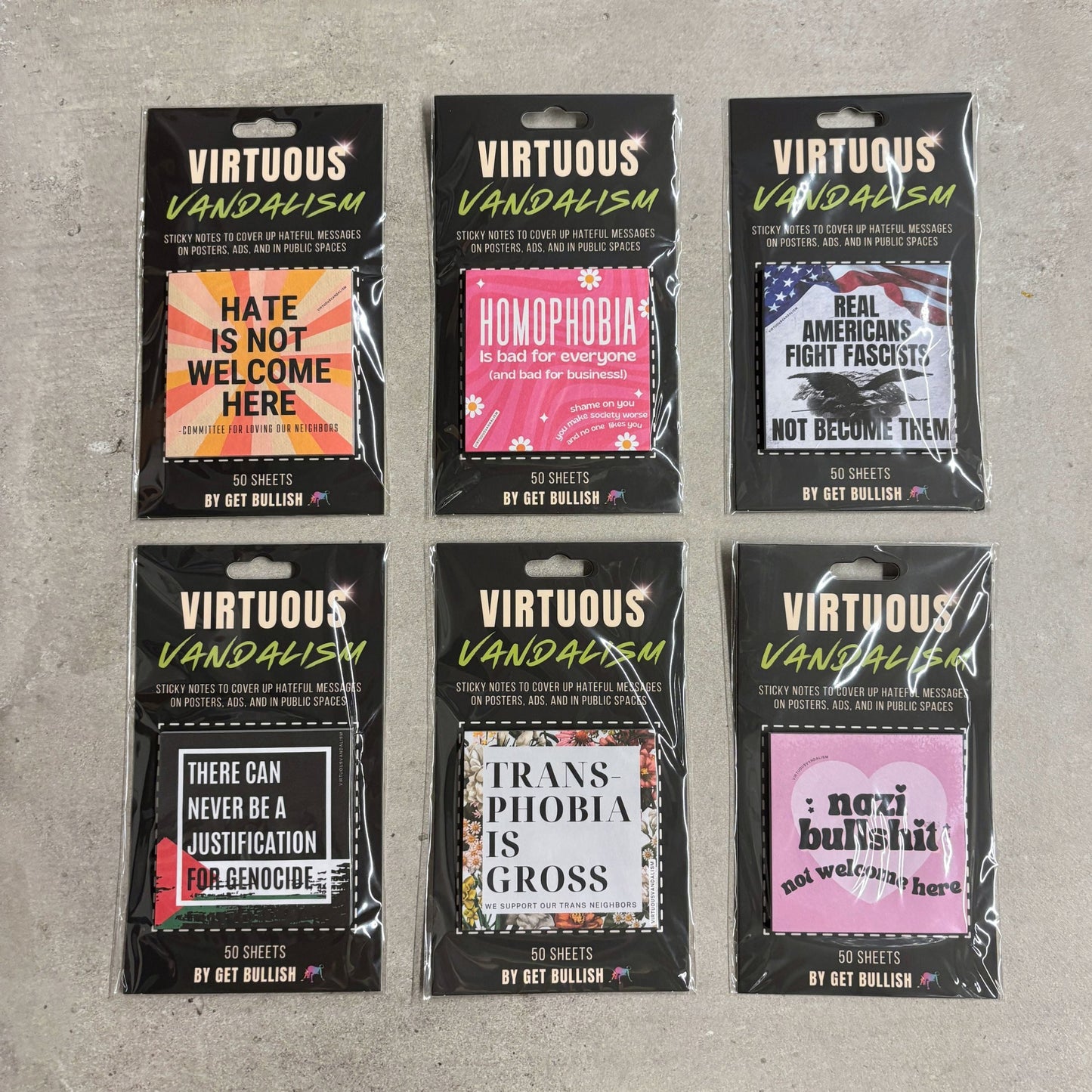 Virtuous Vandalism “Homophobia is Bad for Everyone” Sticky Notes 3" x 3" Pack of 50 | Combat and Cover Offensive Public Messages with Adhesive Protest Notes